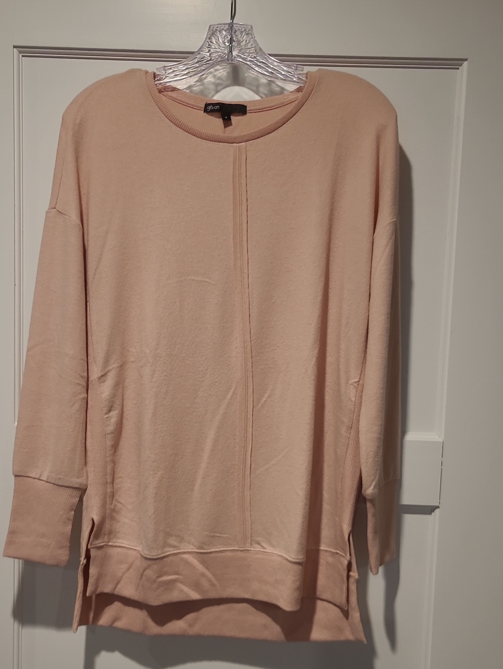 Gibson Blush Pink Tunic Sweatshirt with Center Seam